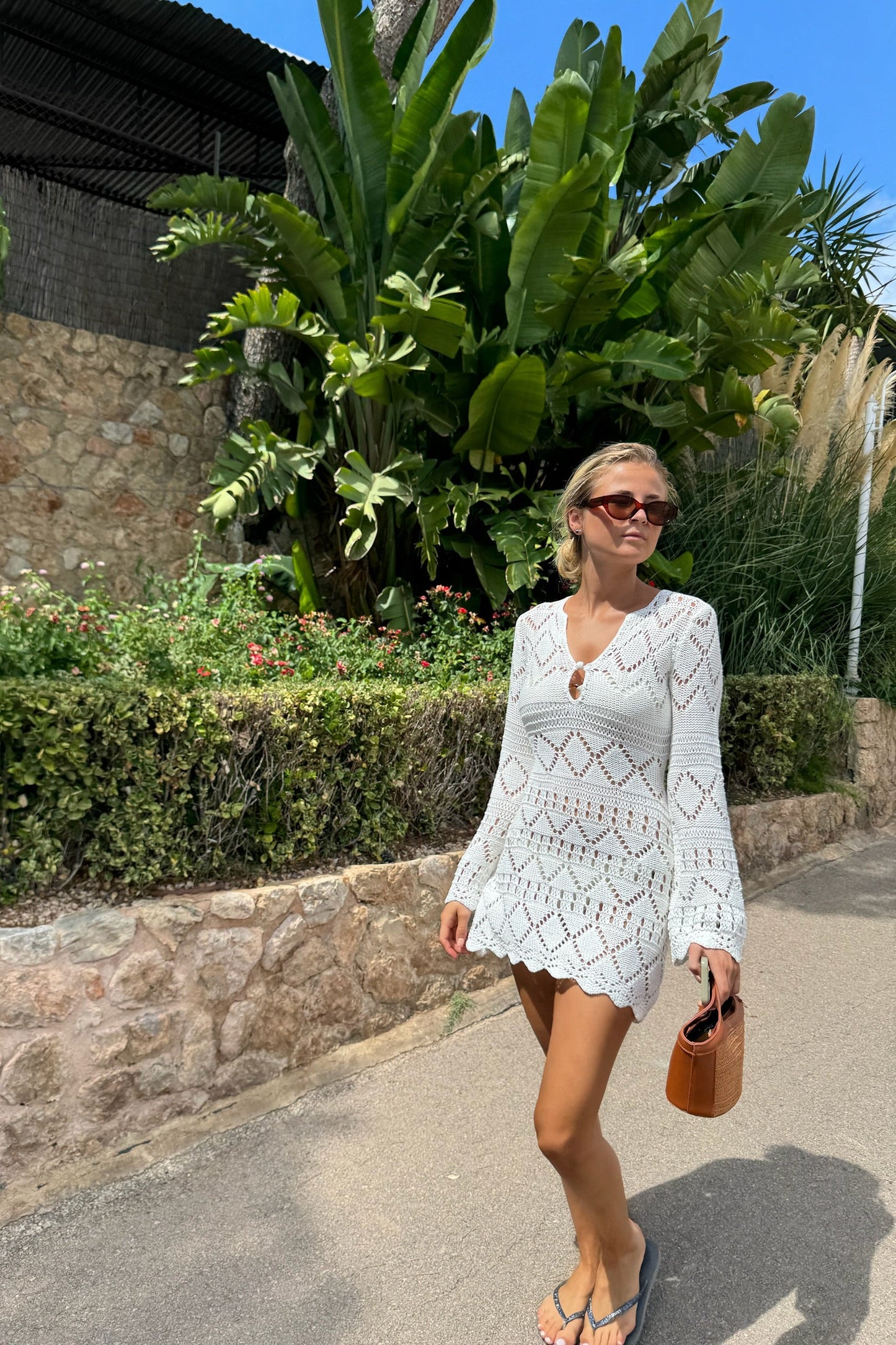 White Crochet Dress