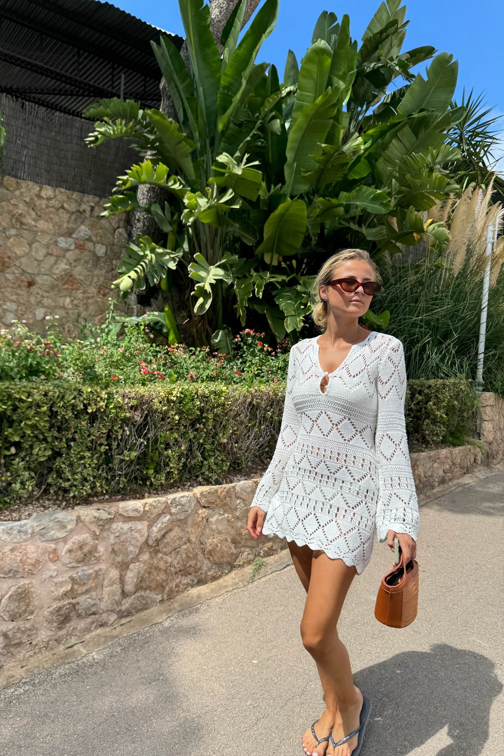 White Crochet Dress
