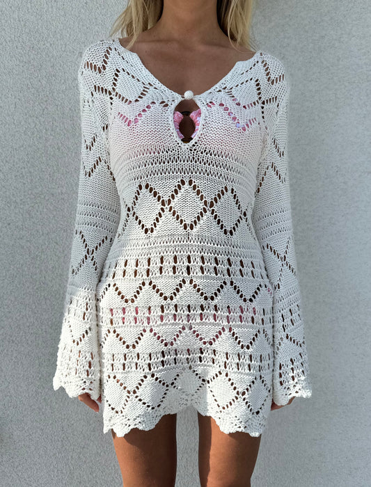 White Crochet Dress - FF Swim Club