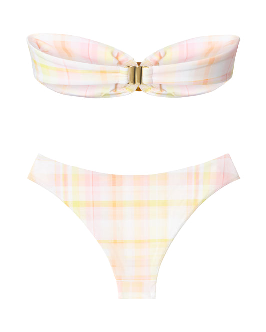 Checkered Pink Bandeau Set