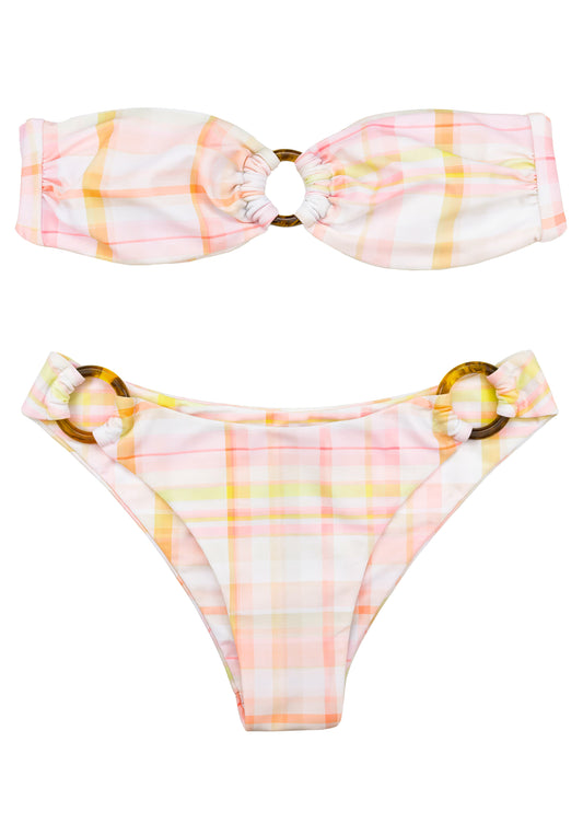 Checkered Pink Bandeau Set - FF Swim Club