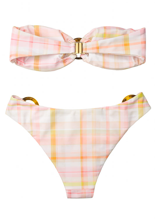 Checkered Pink Bandeau Set - FF Swim Club